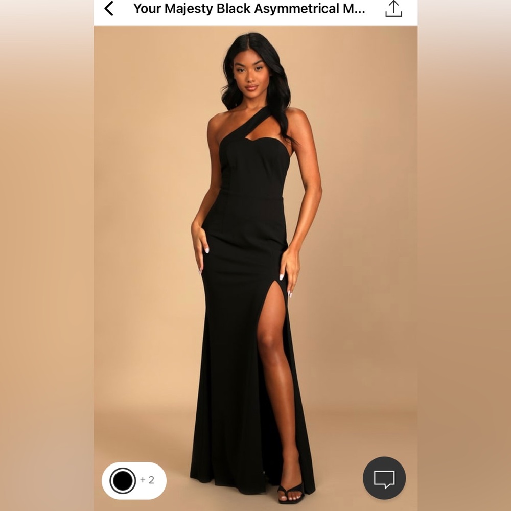 Lulus Your Majesty Black Asymmetrical Mermaid Maxi Dress MEDIUM